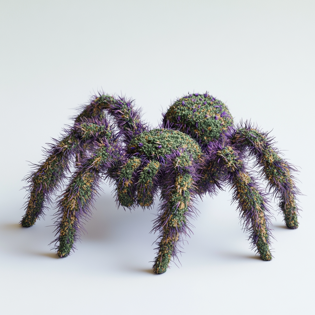 A Tarantula Sculpture with Weed Nuggets Background