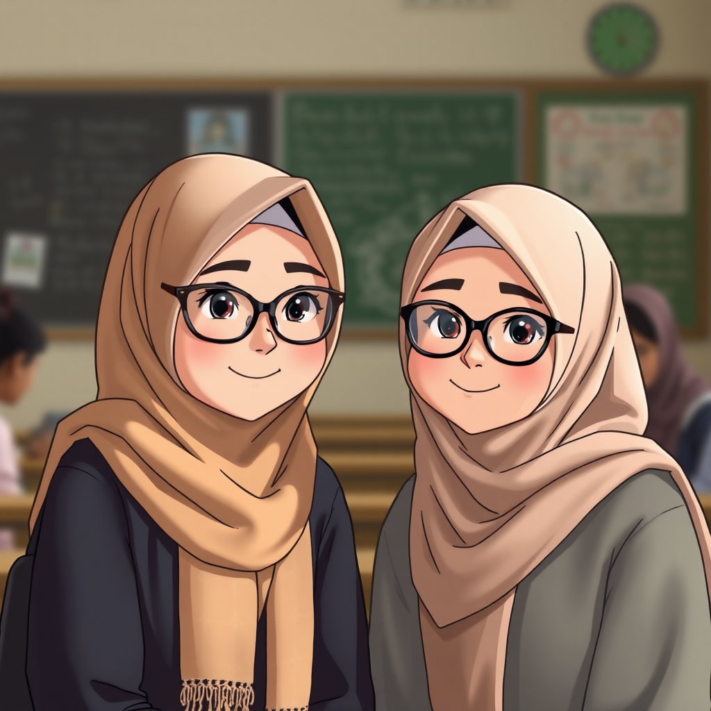 A Teacher and 27 Students in Hijab School