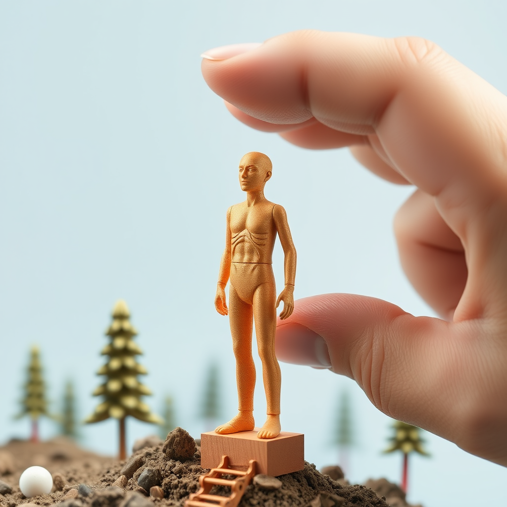 A Tiny Man Measuring 0.1 Millimeter Tall