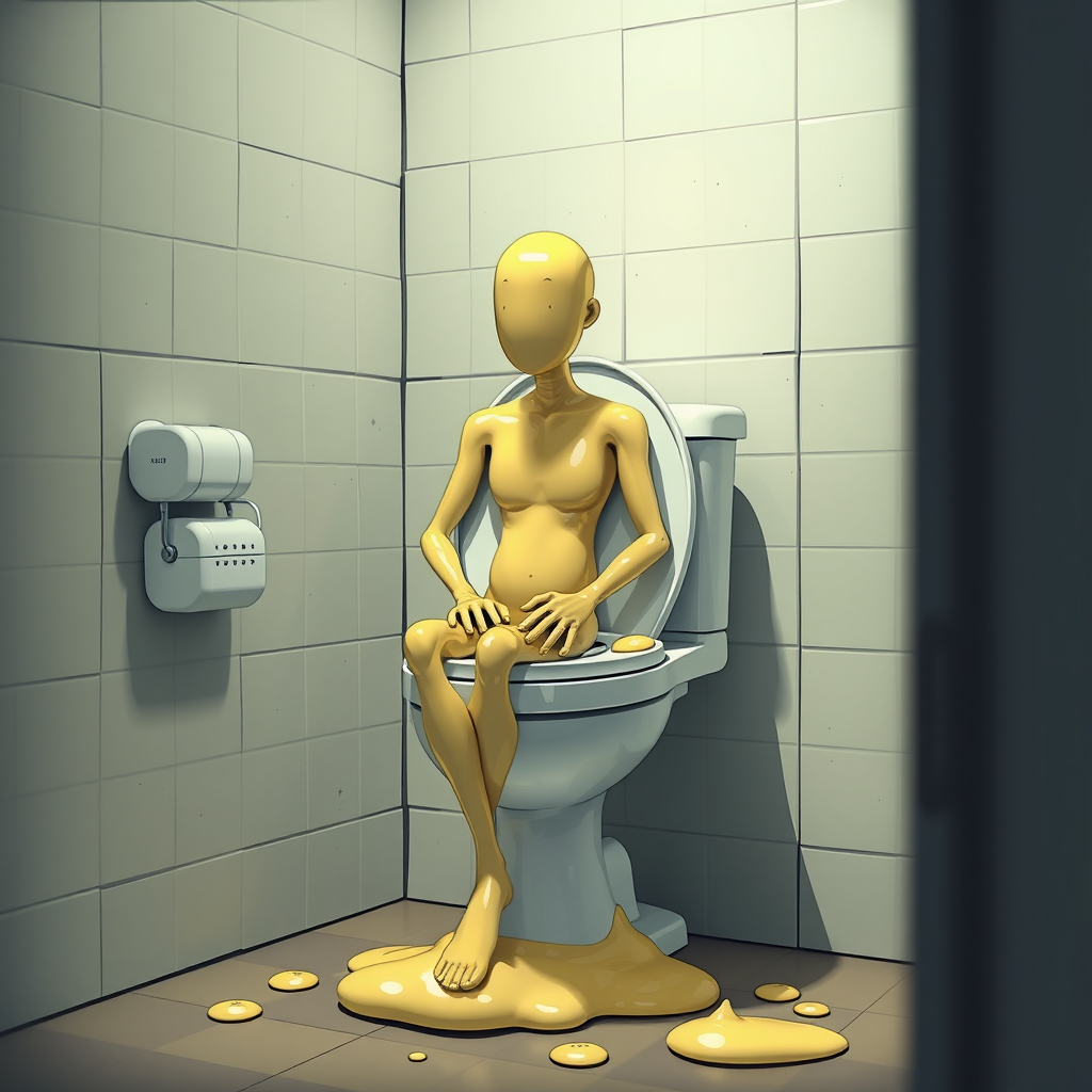 A Tiny Man on Toilet, Created from Pee