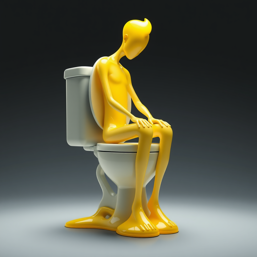 A Tiny Man on a Gigantic Futuristic Toilet