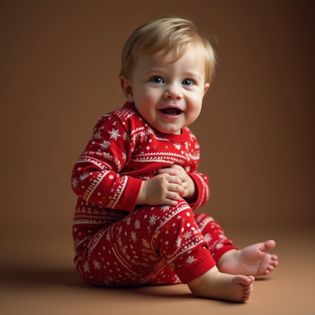 A Toddler Boy Growing Fatter on Christmas