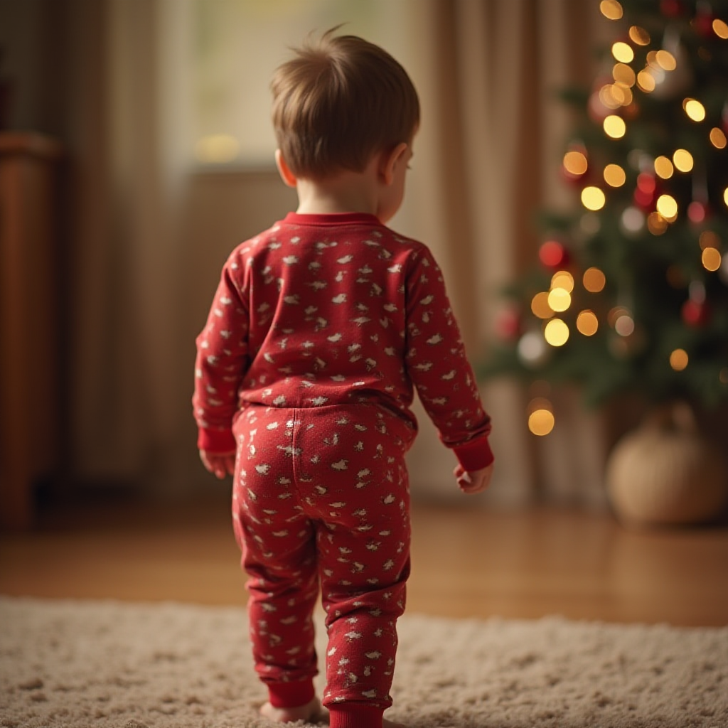 A Toddler on Christmas with Enlarged Belly and Rear