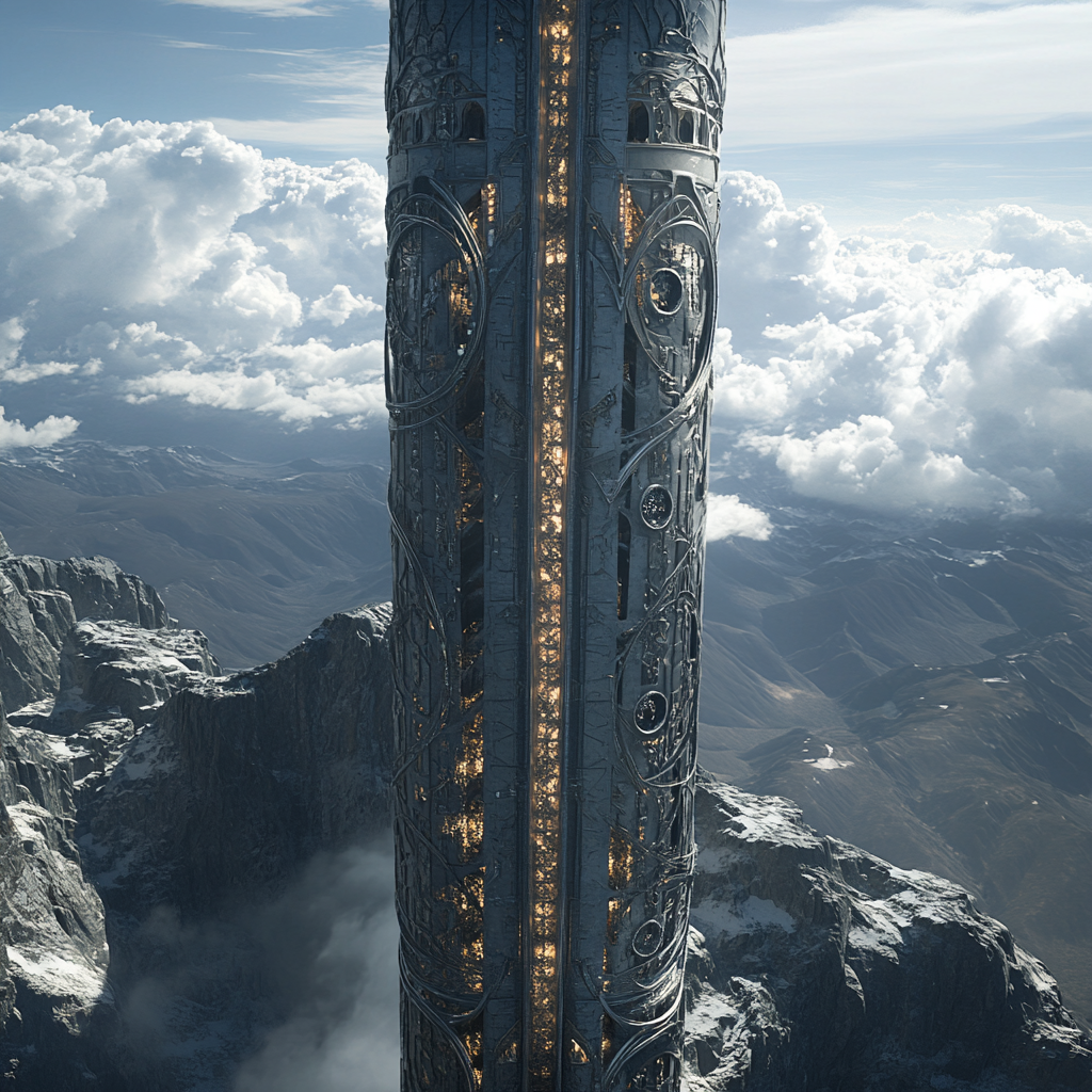 A Tower With Magical Runes and Darkened Glass