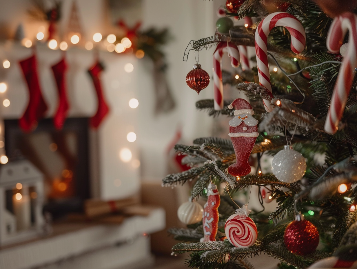 A Traditional Polish Christmas Tree in Cozy Room