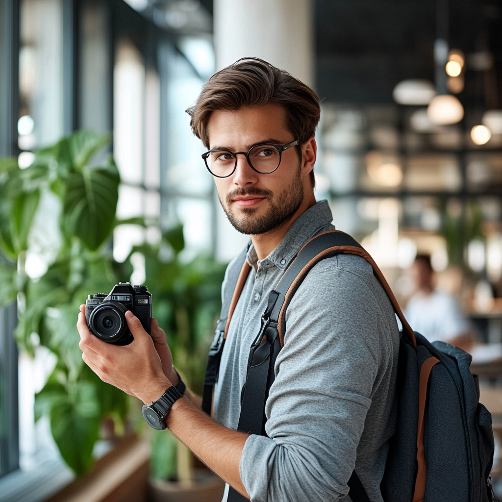 A Trendy Content Creator Filming in Co-Working Space