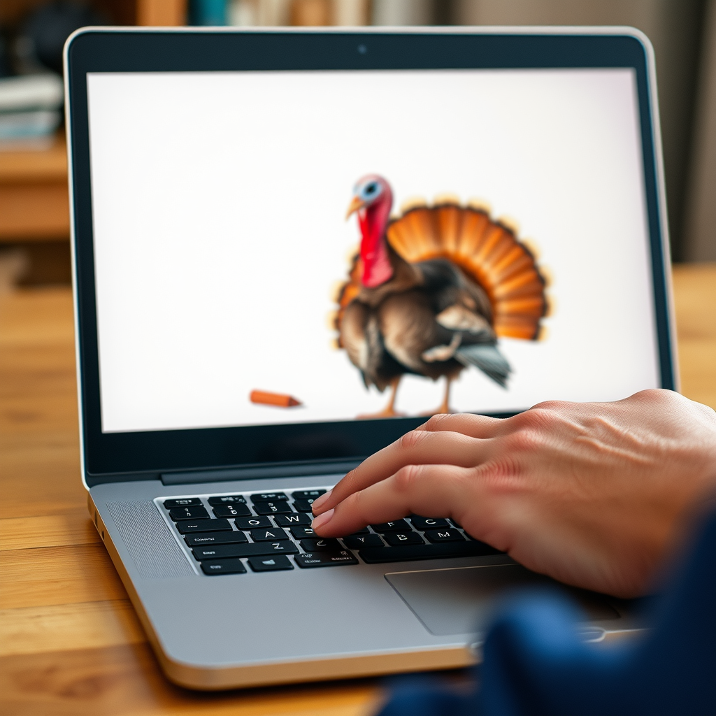 A Turkey Typing on the Laptop