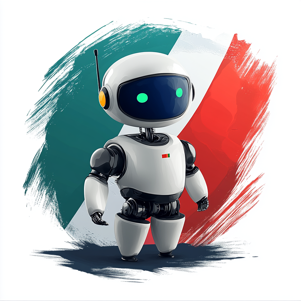 A UAE-themed tech support robot in circle