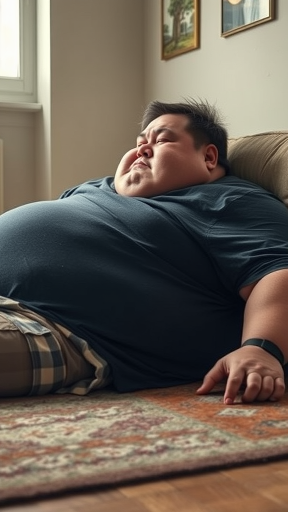 A Very Obese Man Unable to Stand Up
