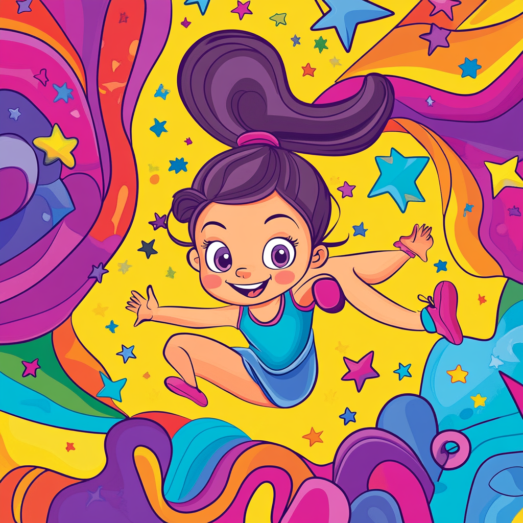 A Vibrant Cartoonish Gymnastics Coloring Book Cover