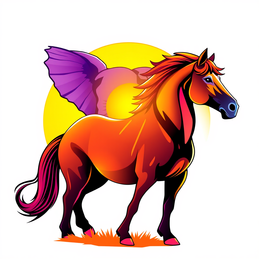 A Vibrant Horse Logo Under Golden Sun
