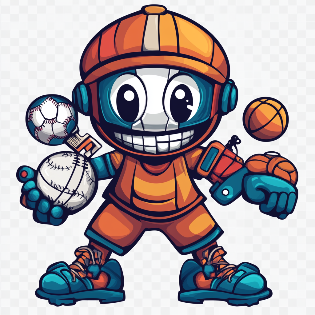 A Vibrant Youth Sports Mascot with Mixed Equipment