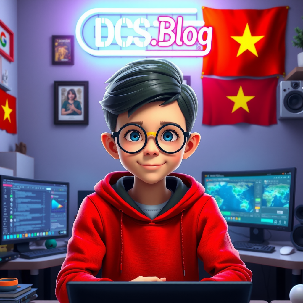 A Vietnamese boy with round glasses at his desk.