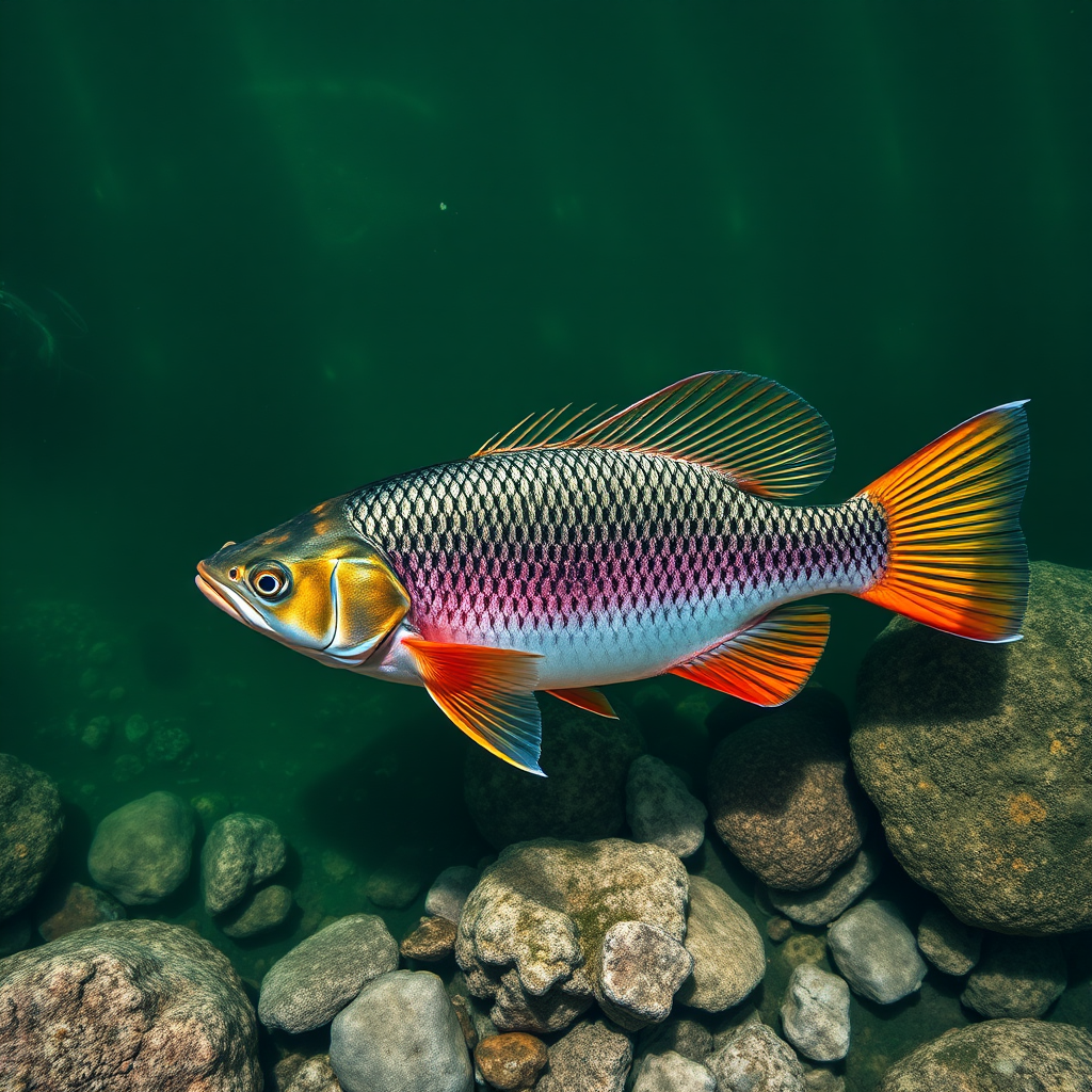 A View of Bank with Tilapia Swimming Below