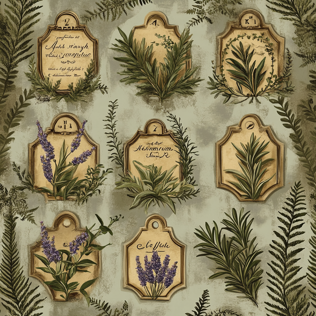 A Vintage Botanical Herb Wallpaper Design