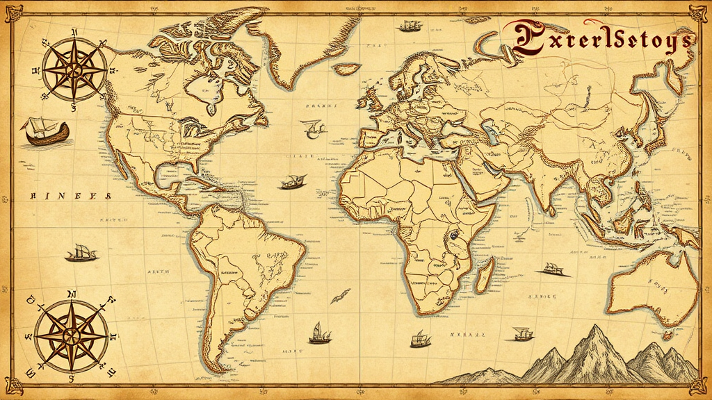 A Vintage Map of Explored and Unexplored Continents