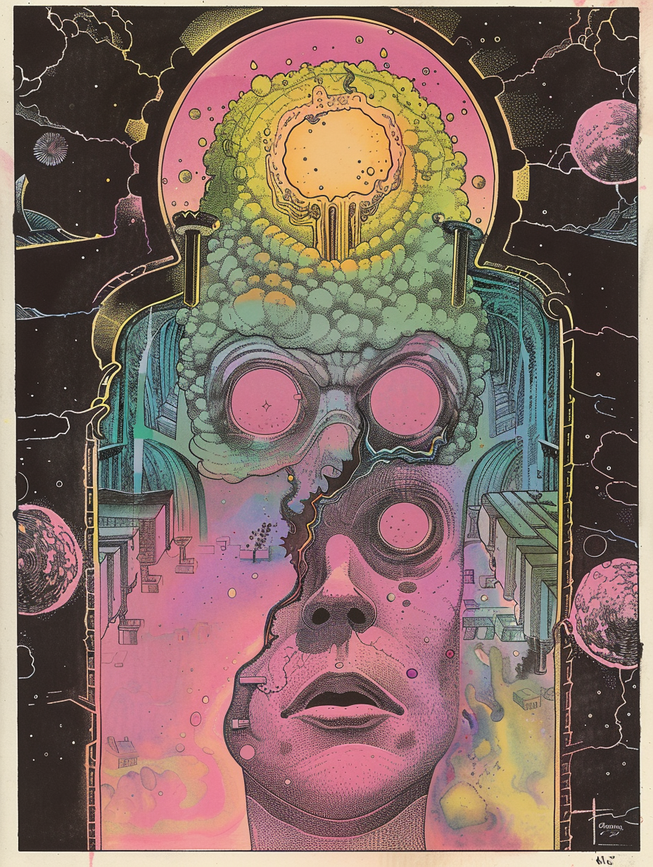 A Vintage Psychedelic Fantasy Trading Card Illustration