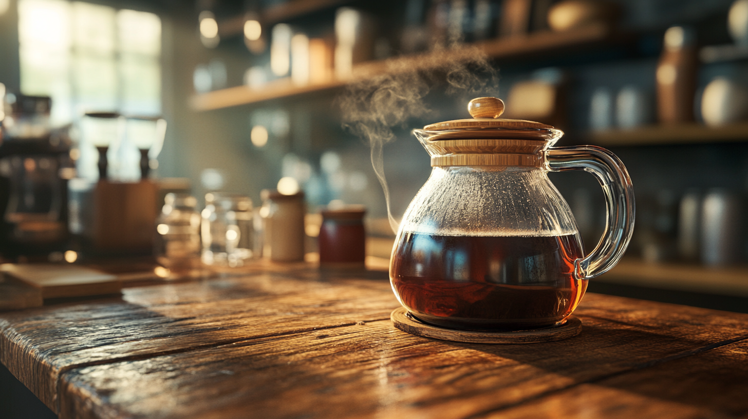 A Warm Café Atmosphere with Coffee Pot