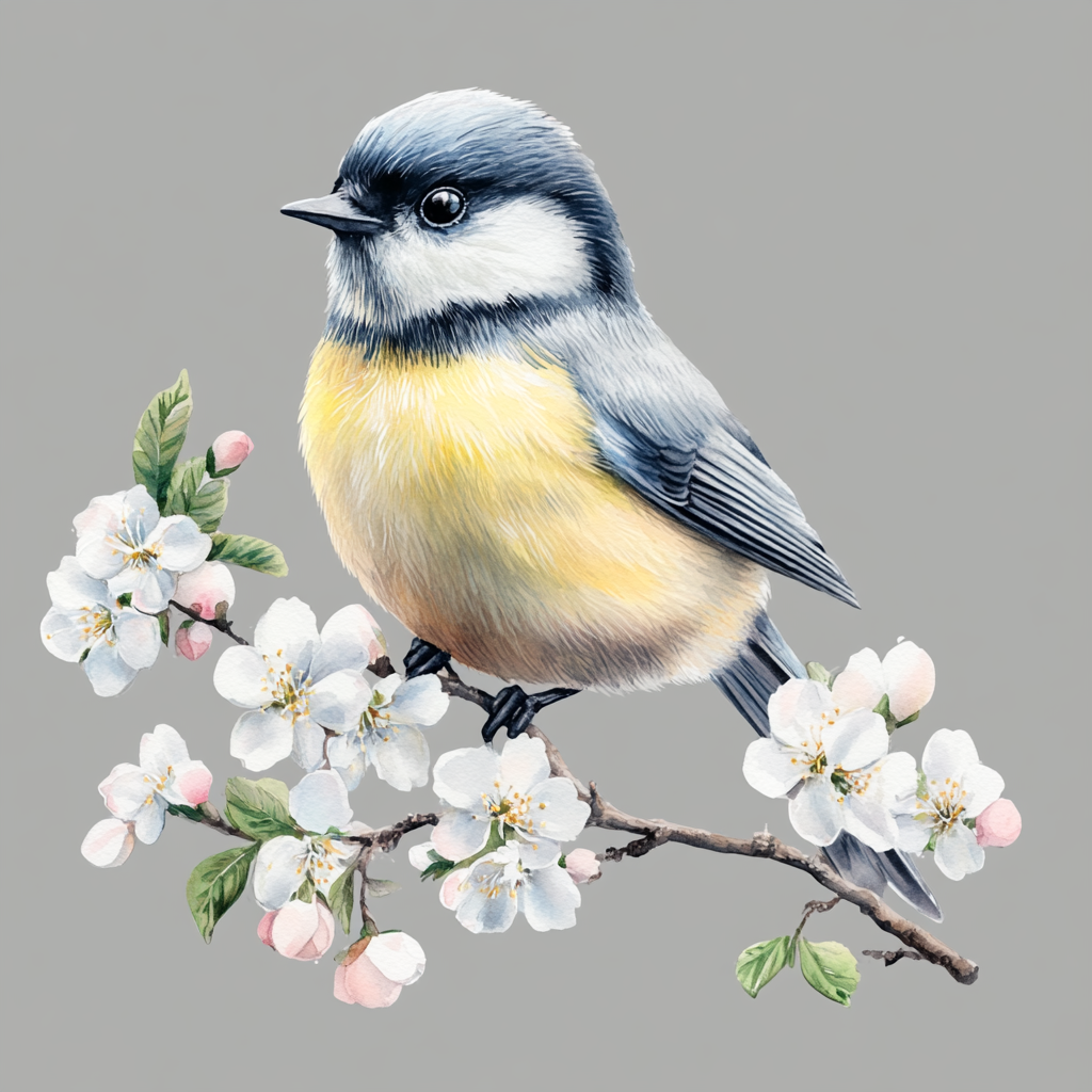 A Watercolor Illustration of a Bluebird in Spring