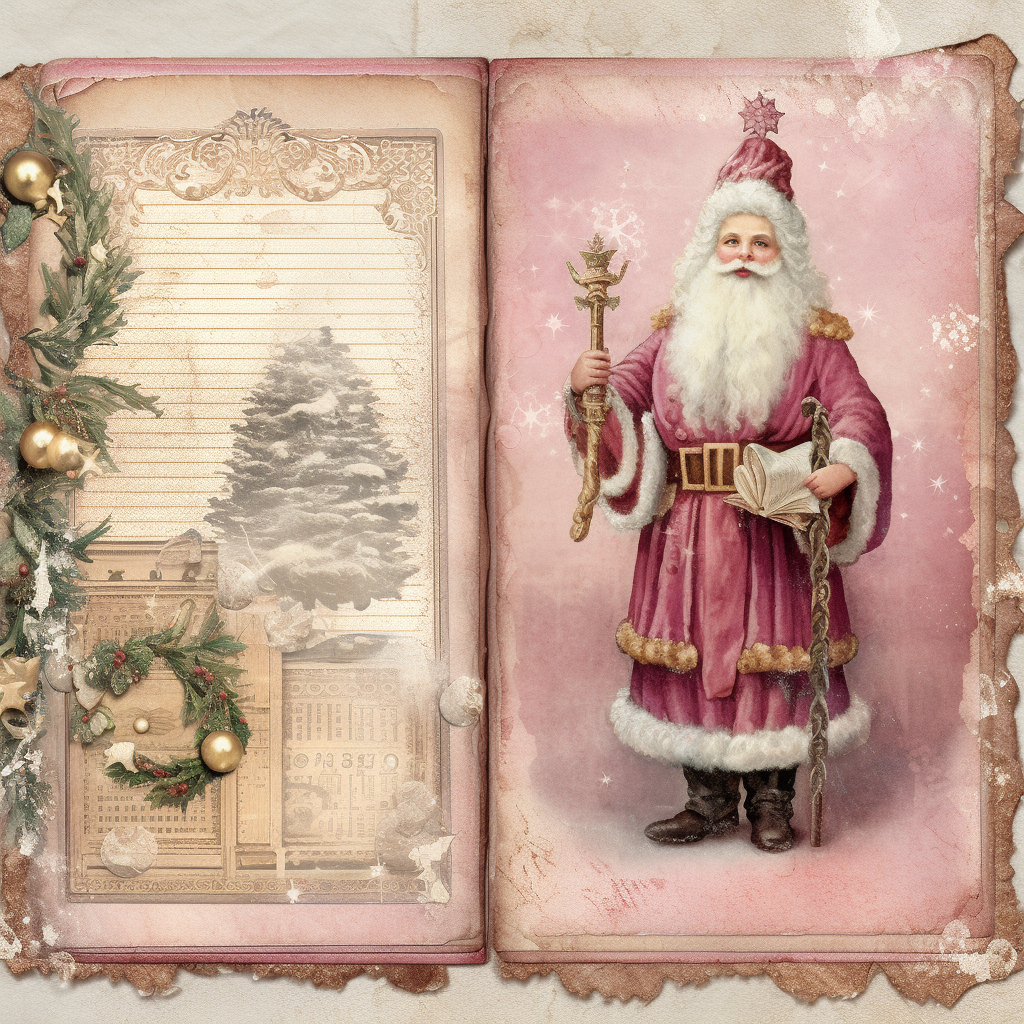 A Watercolor Pink Victorian Style Christmas Junk Journal