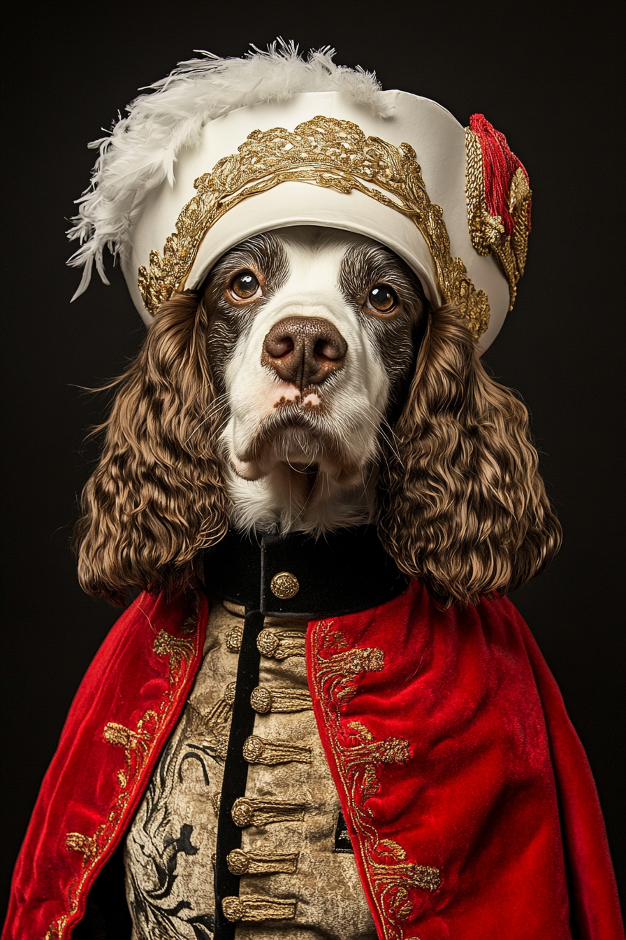 A Welsh Springer Spaniel in Historical English Costume