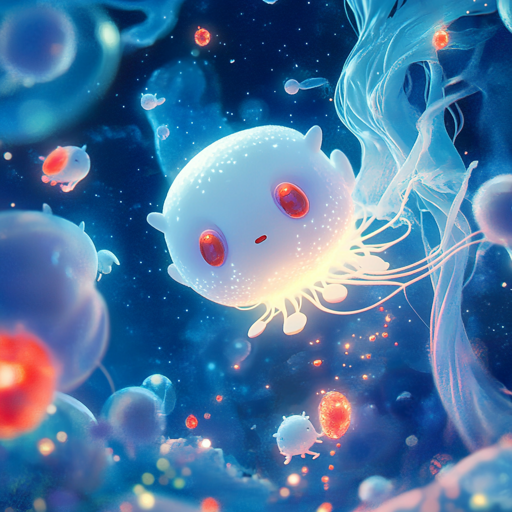 A Whimsical Cosmic Adventure with Cute Shadow Creatures