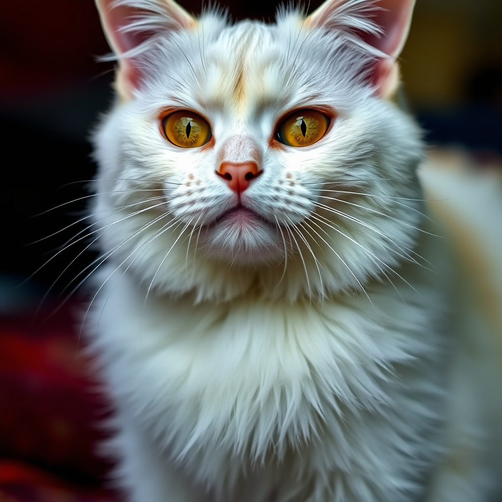 A White Cat with Adidas Shoes and Mustache