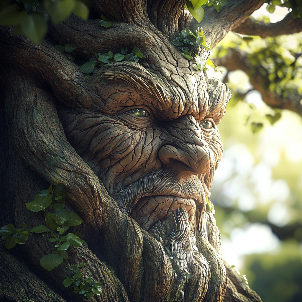 A Wise Ancient Tree Guardian in Hidden Glade