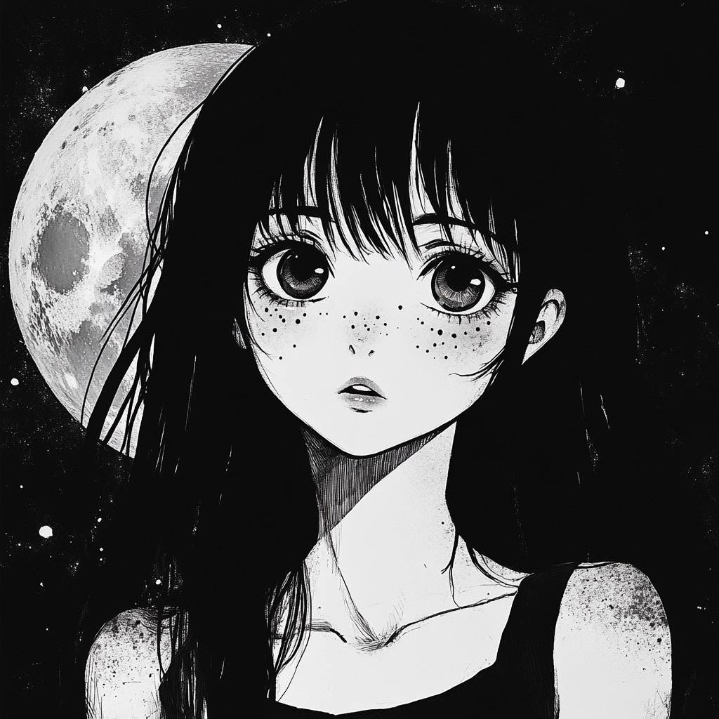 A Witchy Anime Girl under the Moon