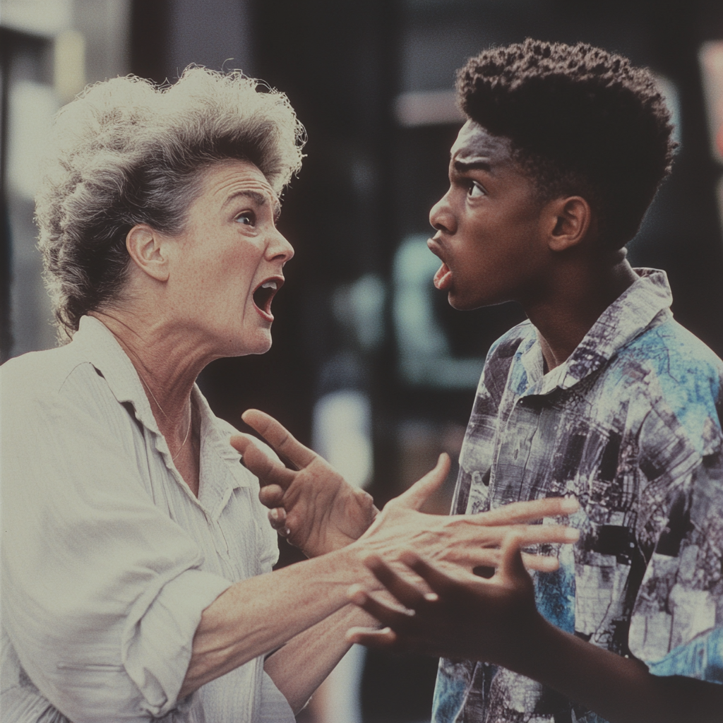 A Woman Arguing with Teenage Boy in 1992