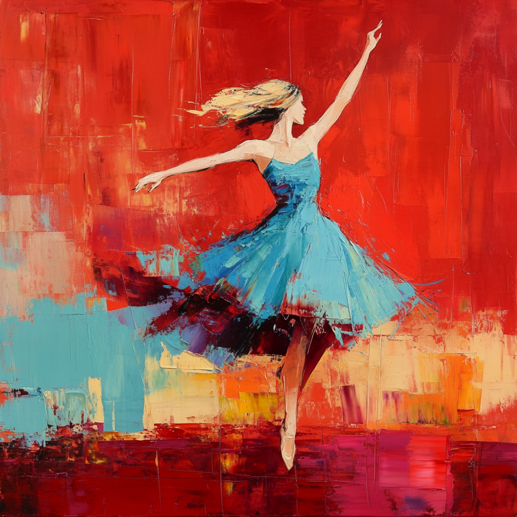 A Woman Dancing with Emotion in Colorful Painting