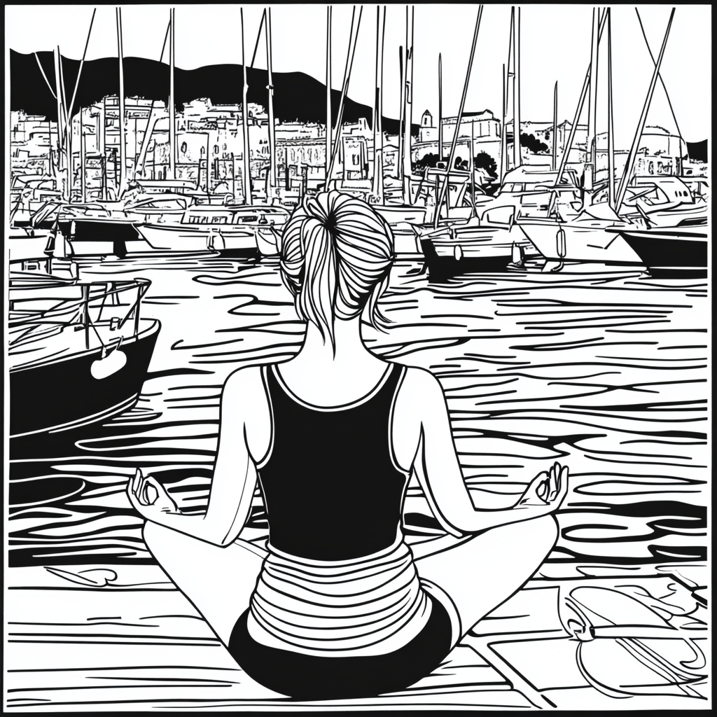 A Woman Meditating by Marina Coloring Book Page