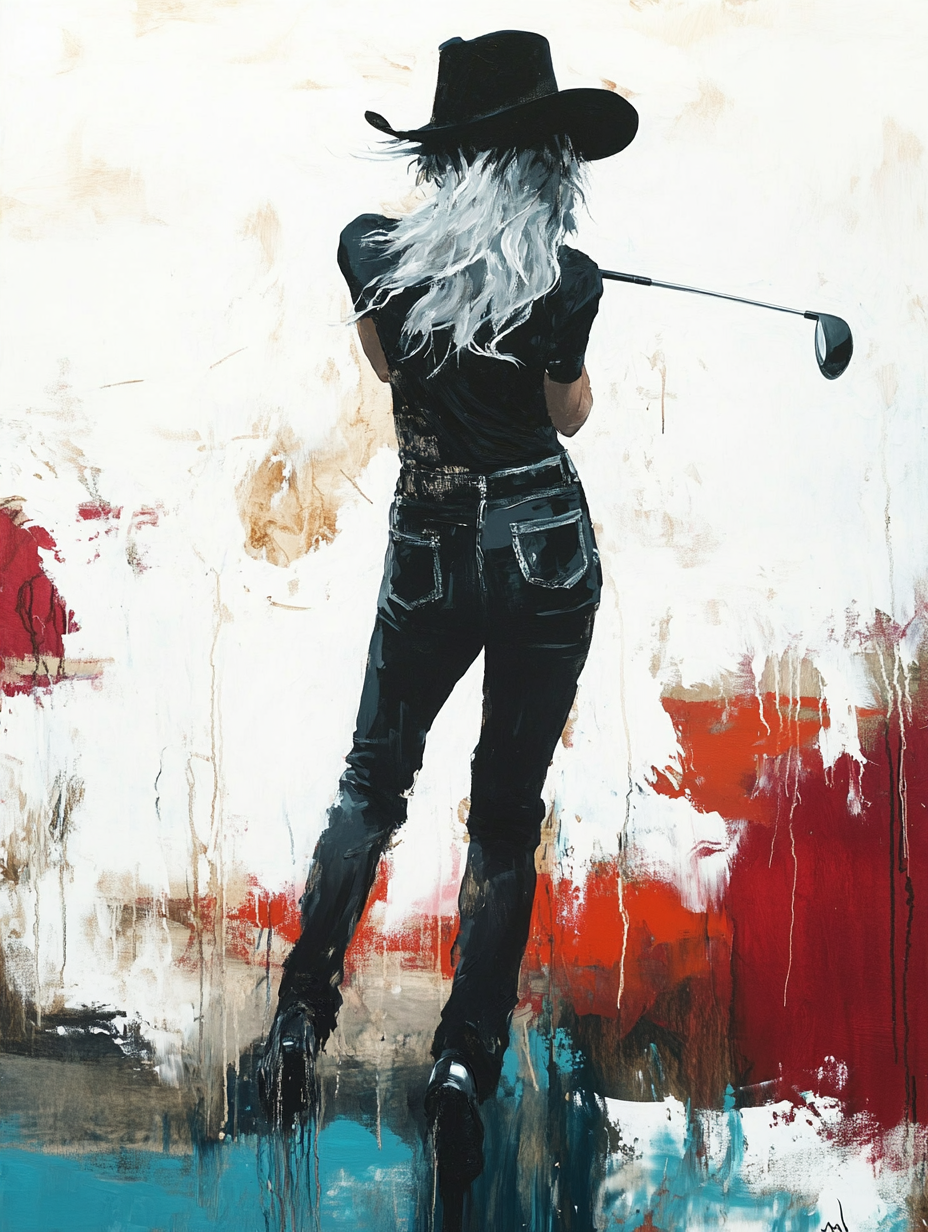 A Woman Playing Golf in Jeremy Mann's Style