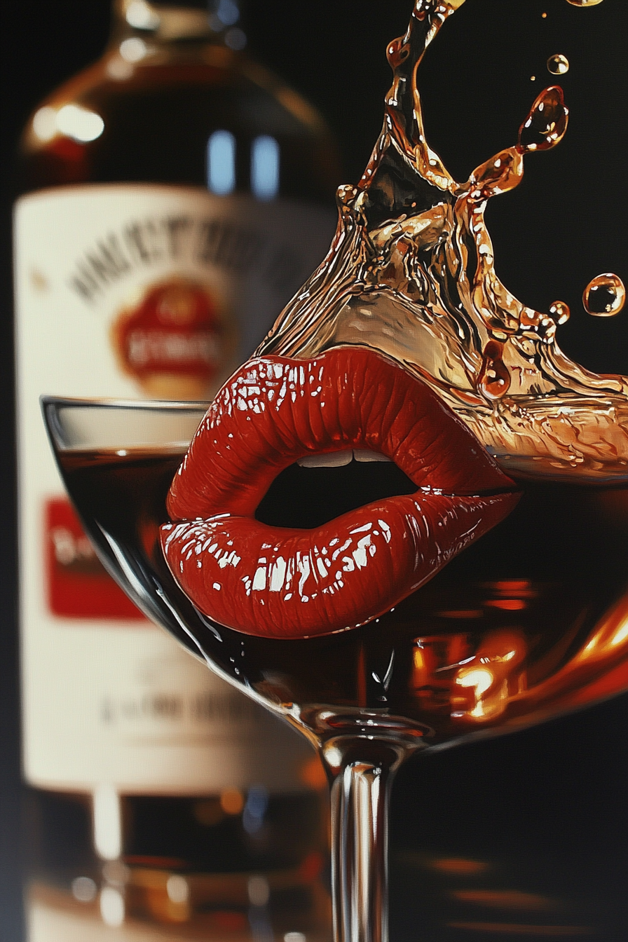 A Woman Sipping Port Liquer from Martini Glass