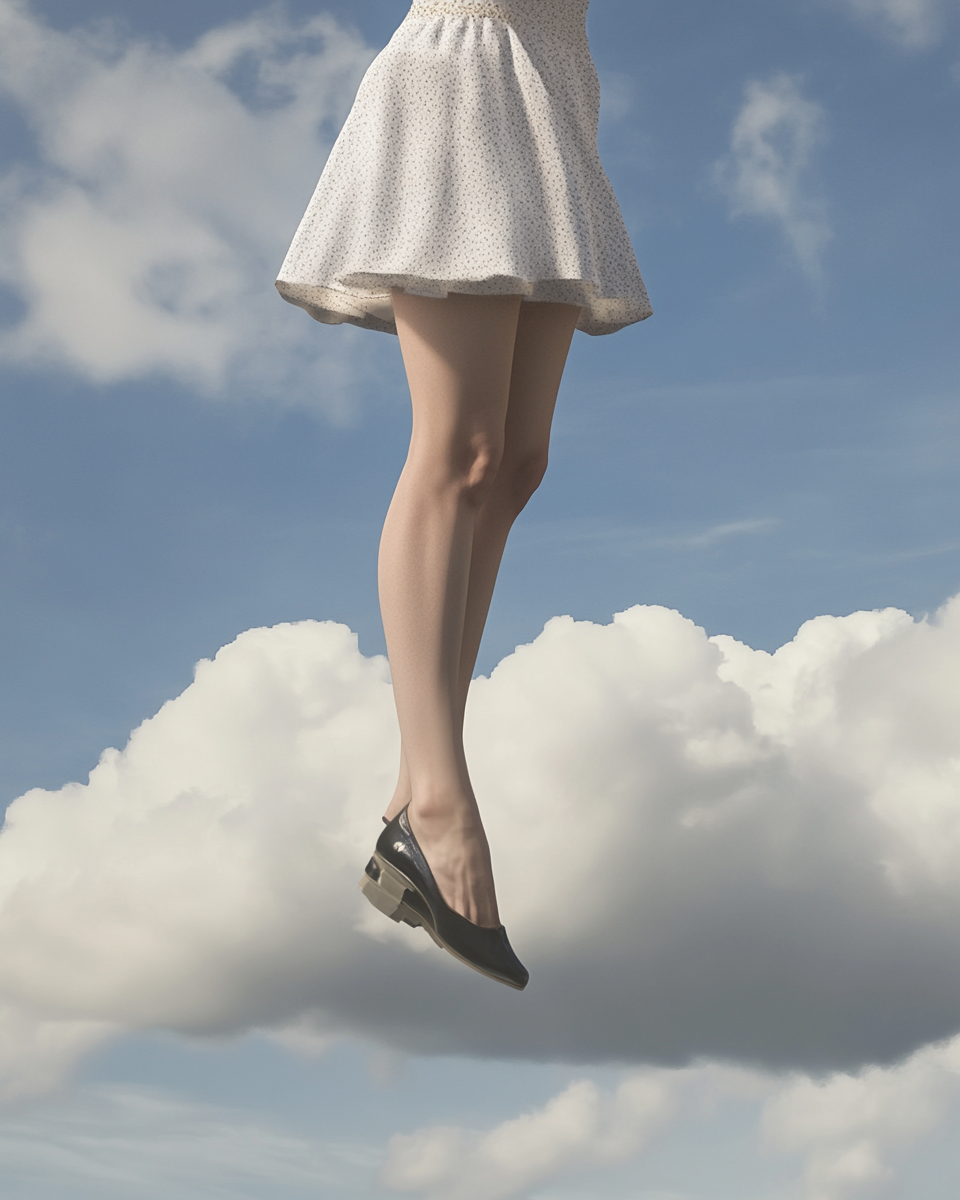 A Woman and Upside-Down Man On Cloud