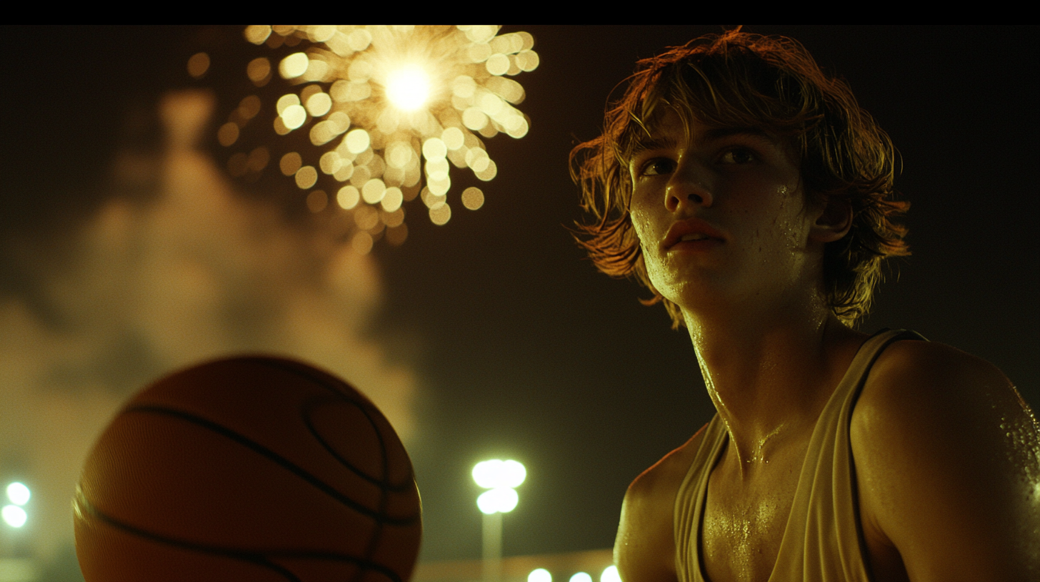 A Young Basketball Player's Stormy Night Practice in China