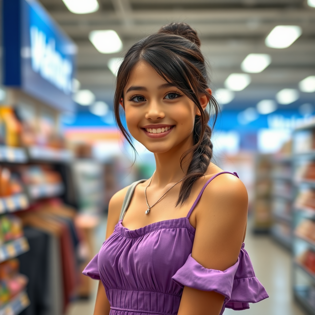 A Young Girl Shopping for Clothes at Walmart