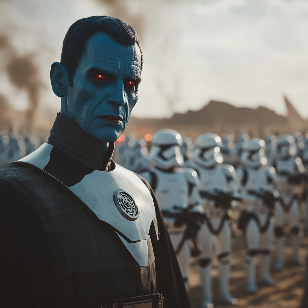 A Young Grand Admiral Thrawn Addresses Chiss Army