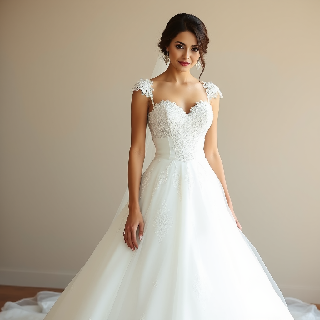 A Young Lebanese Bride in a Simple Corset Dress