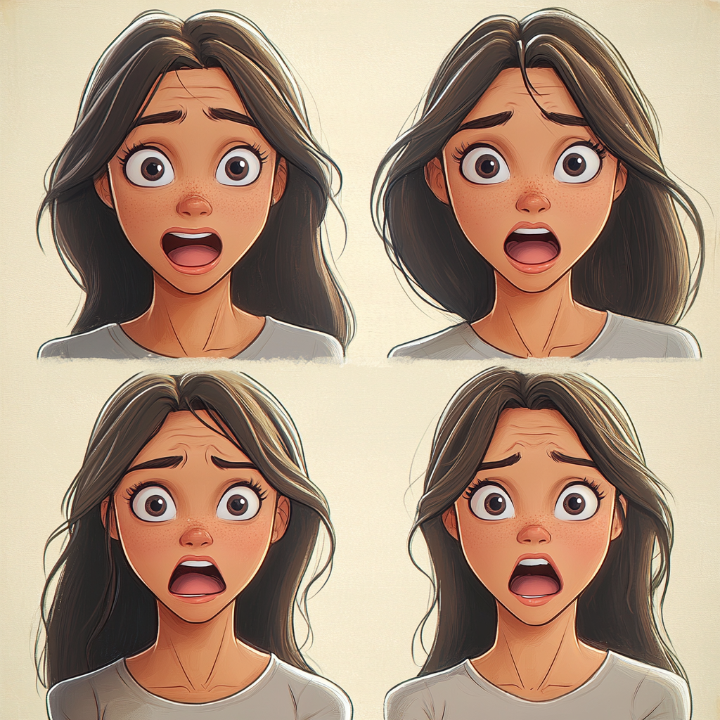 A Young Woman's Four Expressions in Art