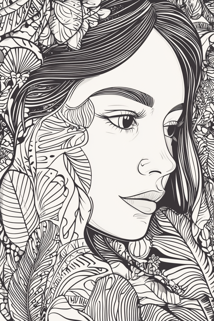 A Young Woman with Boho Pattern Design on Wood