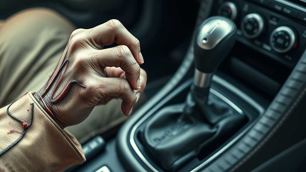 A Zombie Hand Gripping a 4-Speed Shifter