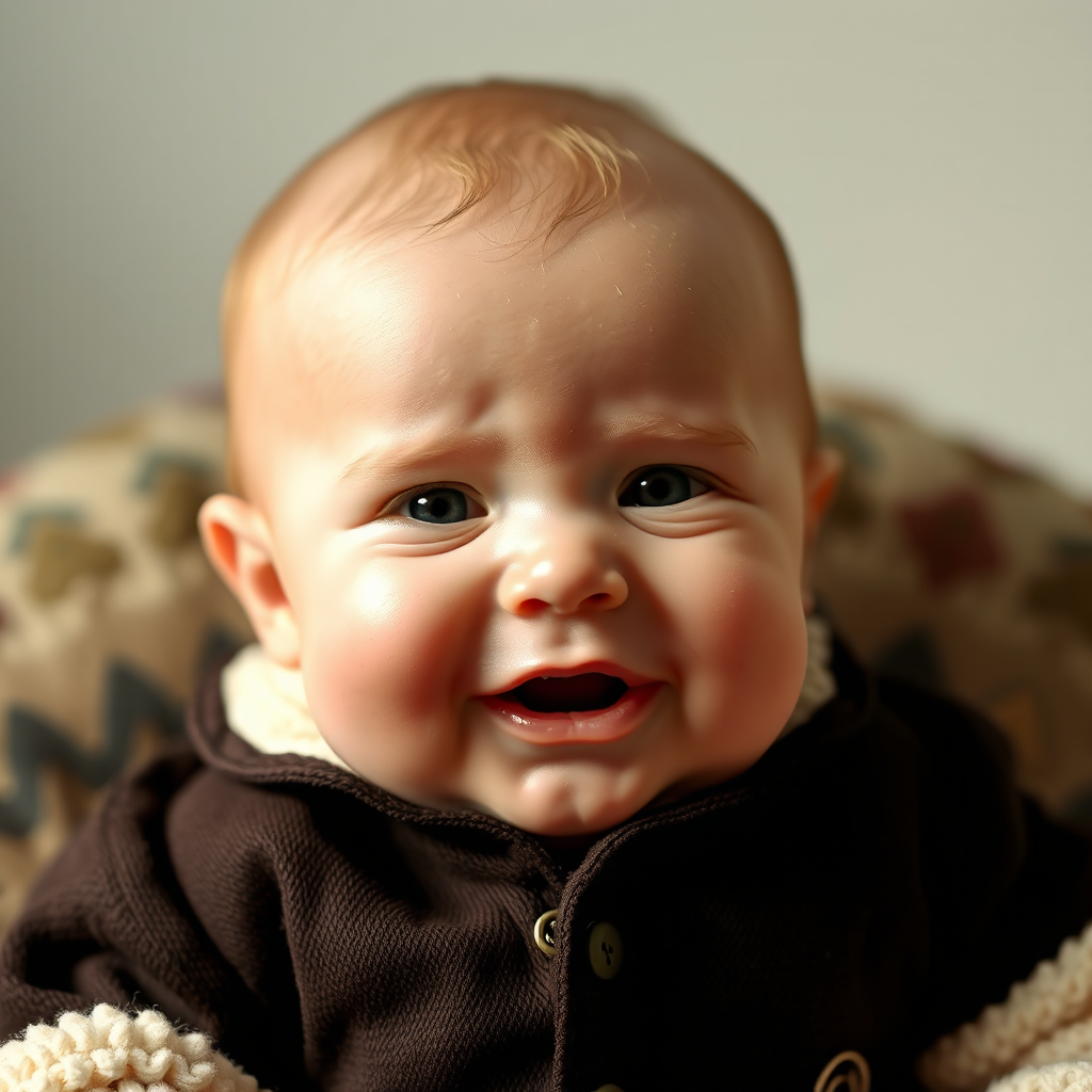 A baby wearing a Hitler mustache bib.