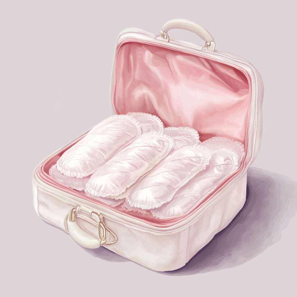 A beautiful, elegant travel bag with sanitary pads