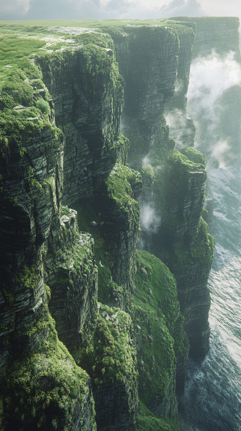 A beautiful, green Irish cliff landscape.