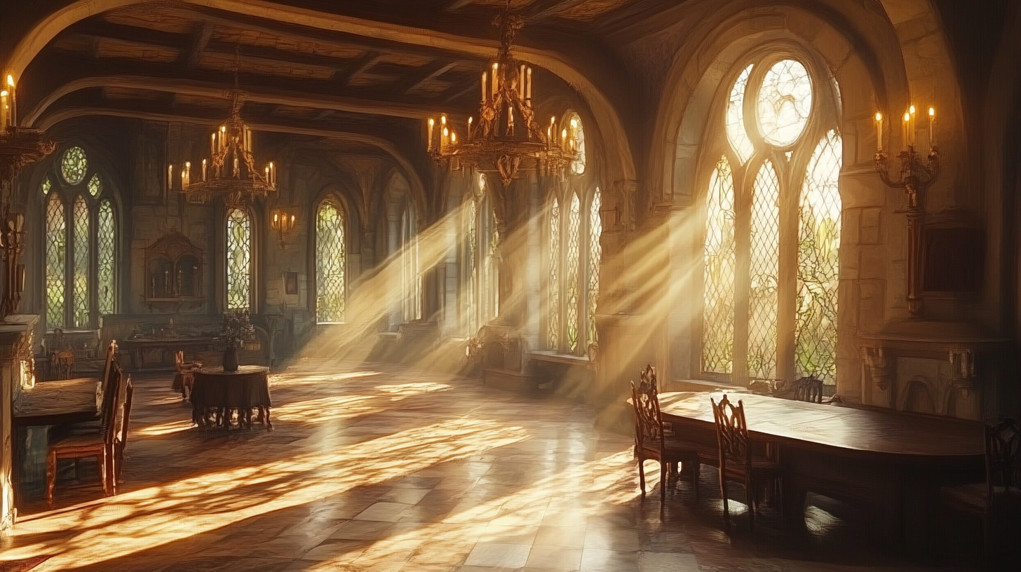 A beautiful fantasy castle interior in video game