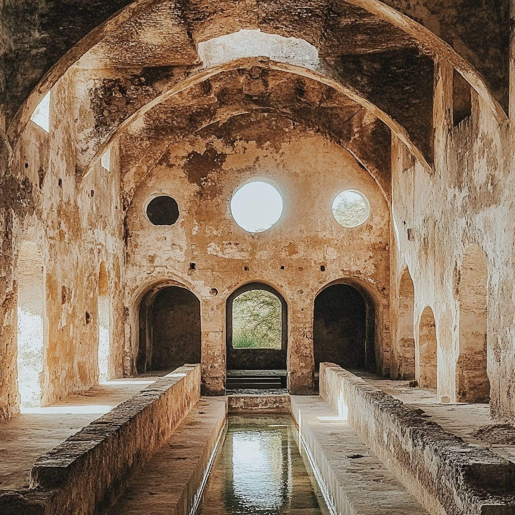 A beautiful historical castle-palace with water fountains