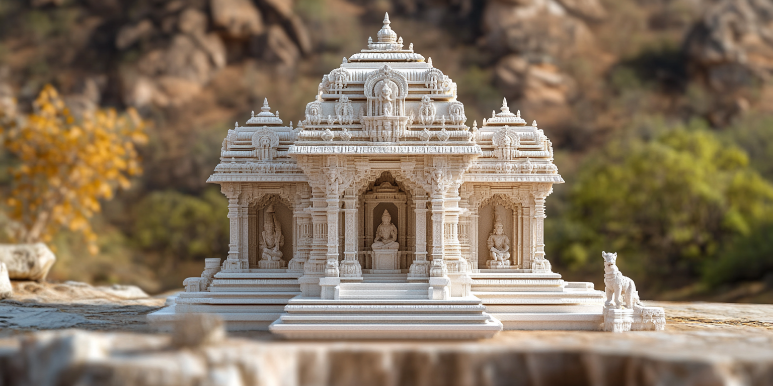 A beautiful tiny white Jain temple photograph.