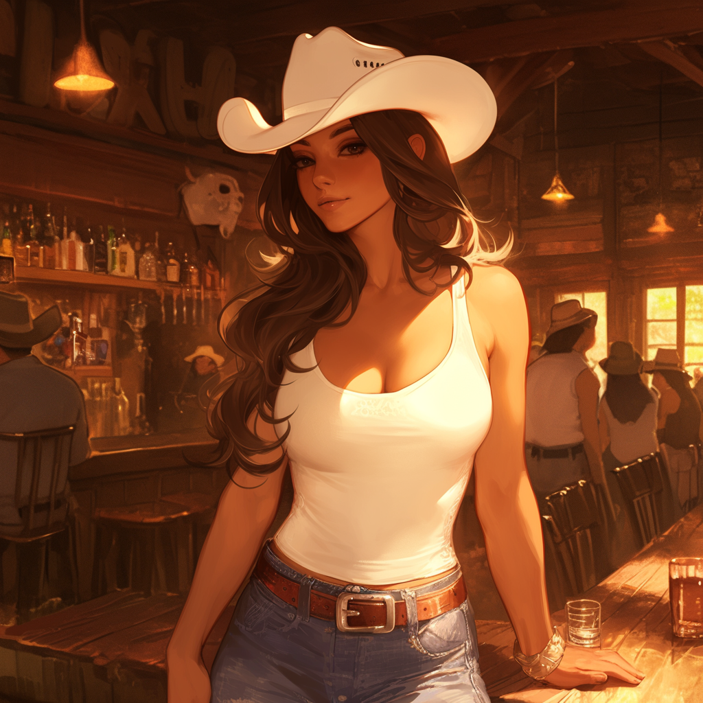 A beautiful woman at a Texan bar