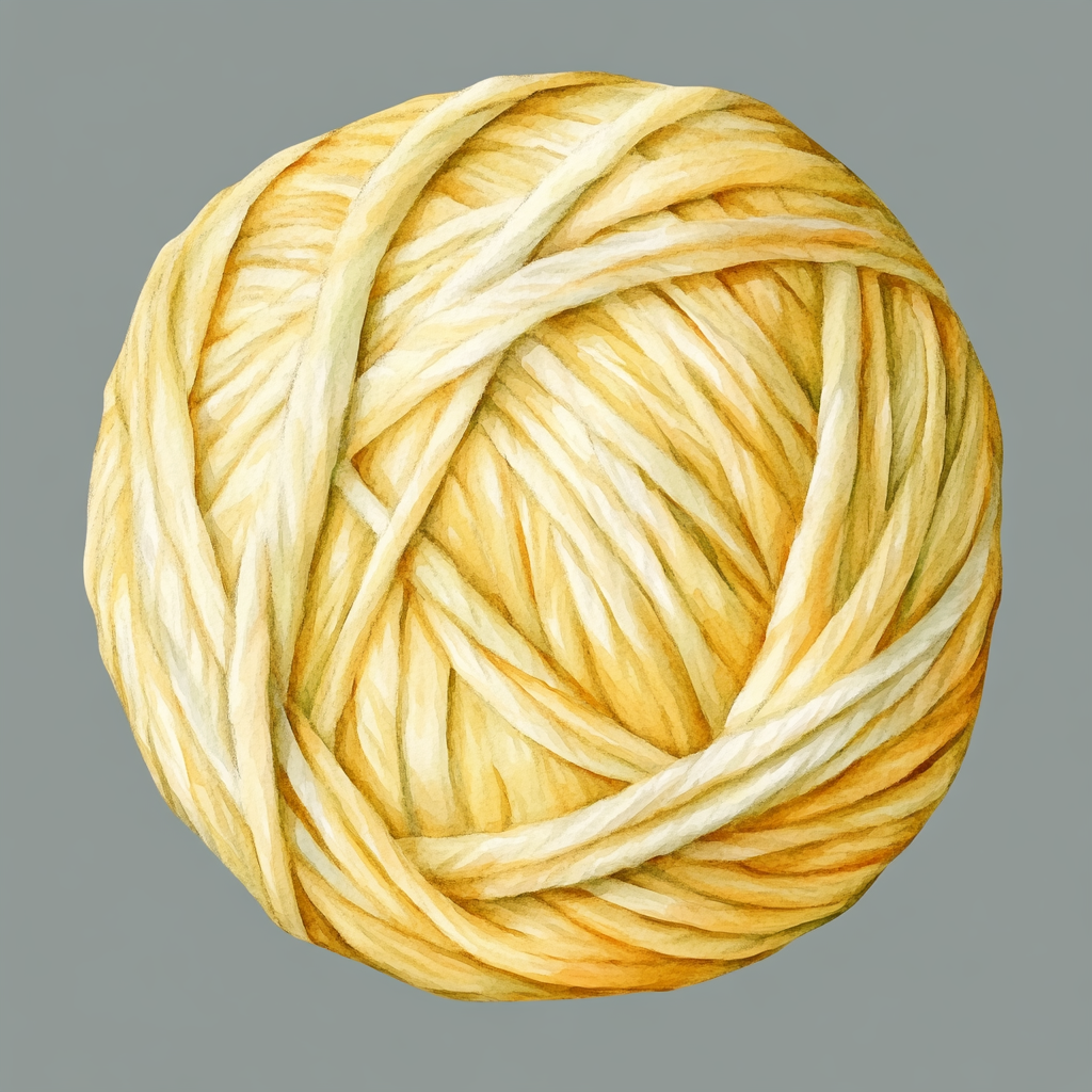 A beautiful yellow yarn ball illustration in watercolor.